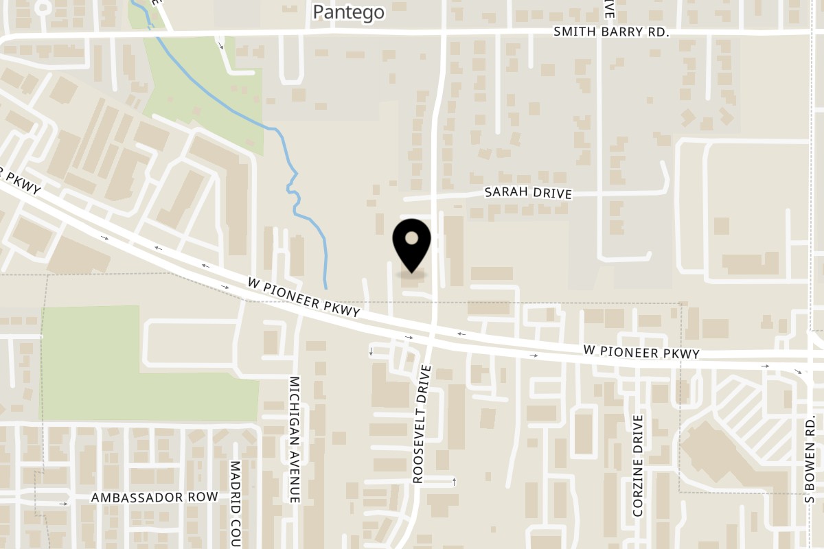 Map showing the location of Wicked 4D BBQ on 2901 W Pioneer Pkwy in Pantego